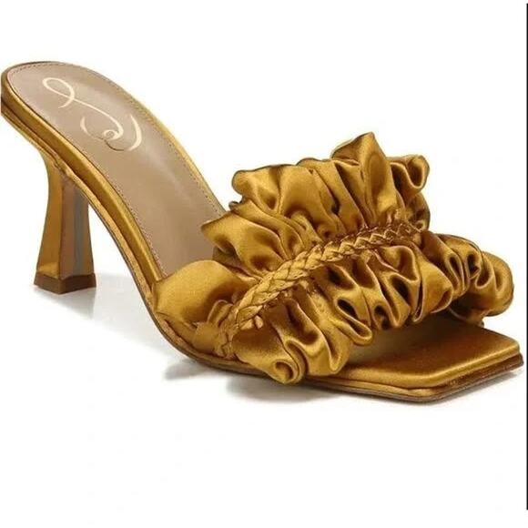 Sam Edelman Shoes - SAM EDELMAN New $130 Kady Heeled Satin Sandal Golden Yellow Size 7
